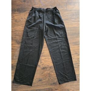 Dusan Pants Women’s Large Black 100% Wool Made In Italy Pull On Wide Leg